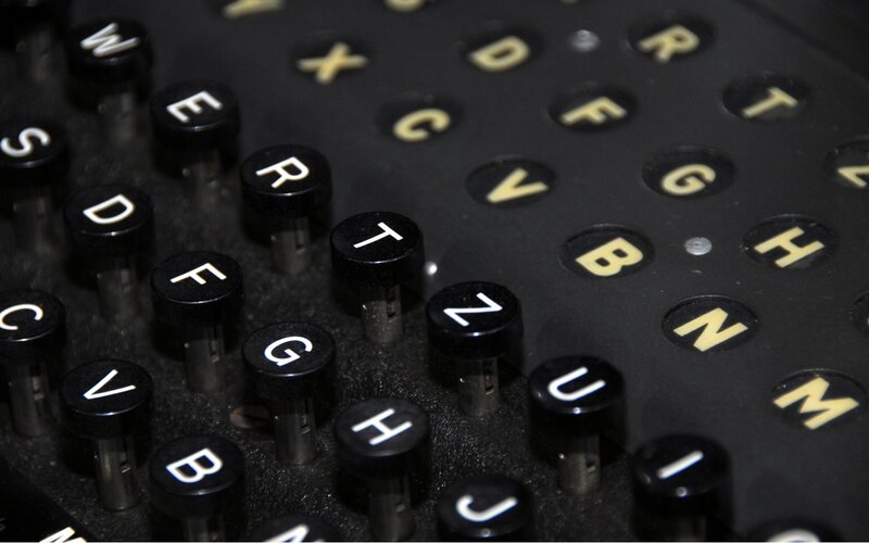 Close-up of vintage typewriter keys