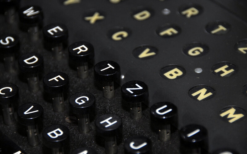 Close-up of vintage typewriter keys