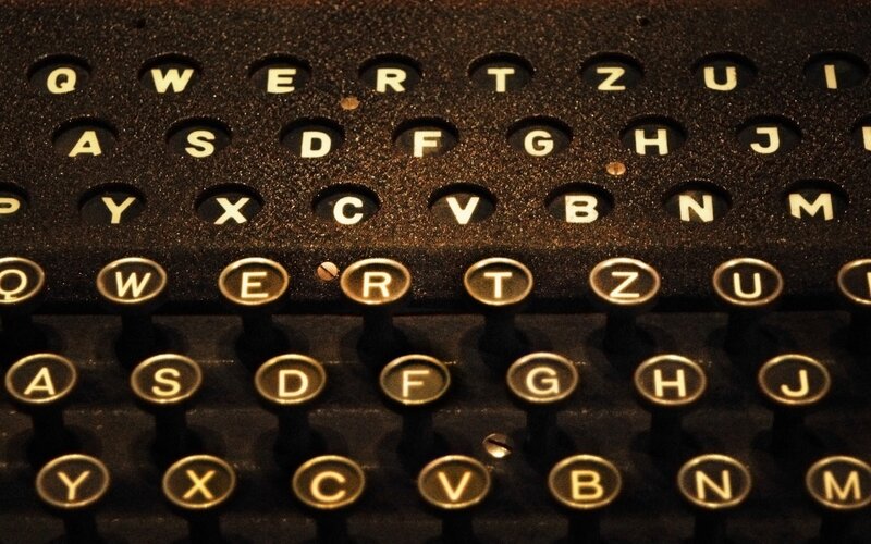 Close-up of vintage typewriter keys