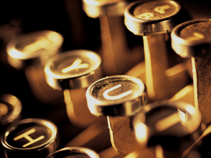 Close-up of vintage typewriter keys