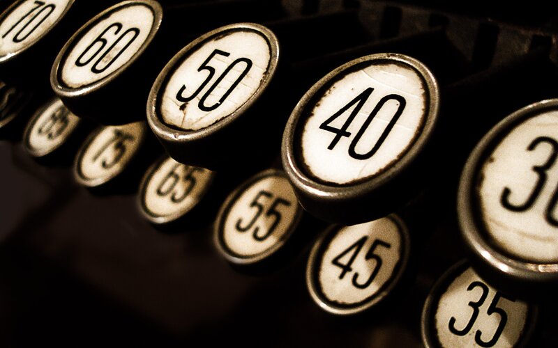 Close-up of vintage typewriter keys