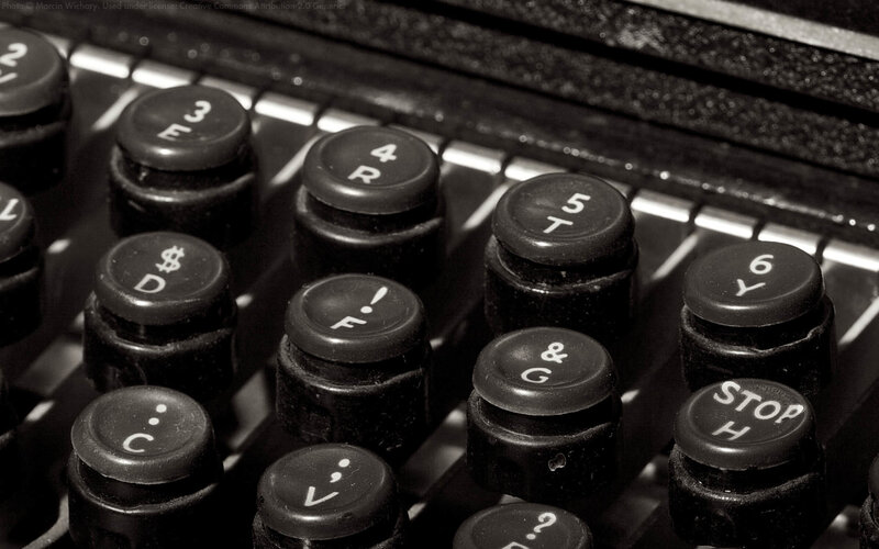 Close-up of vintage typewriter keys