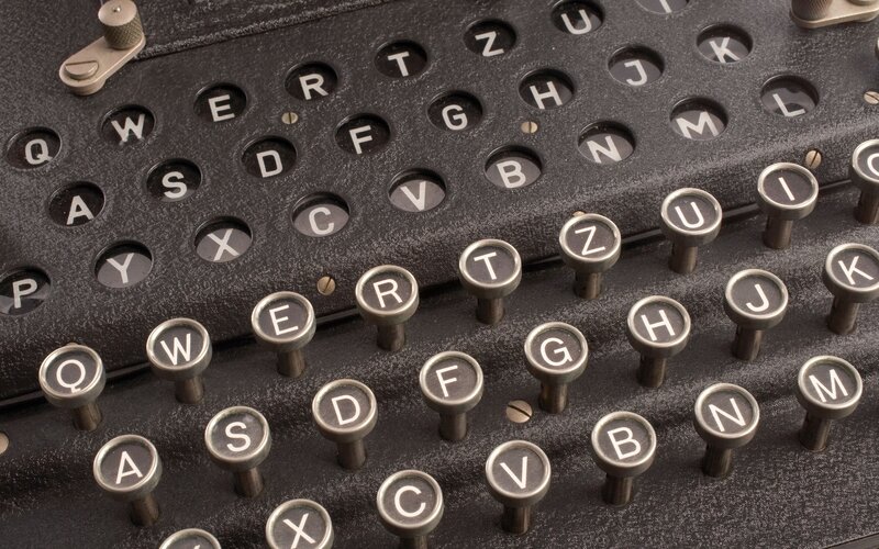Close-up of vintage typewriter keys