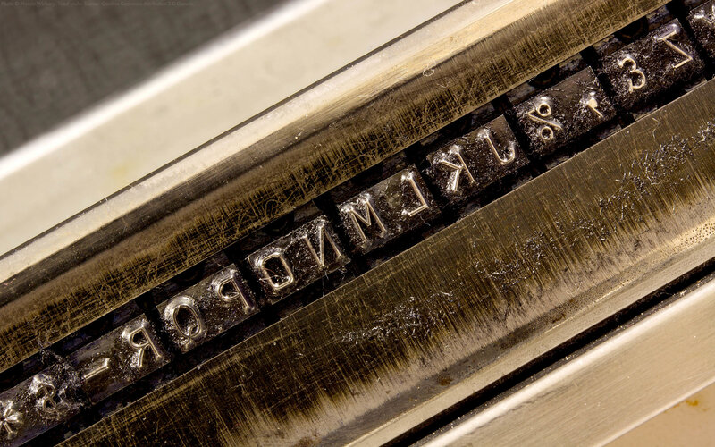 close-up of vintage typewriter keys