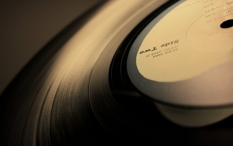 Close-up of Vinyl Record — Black