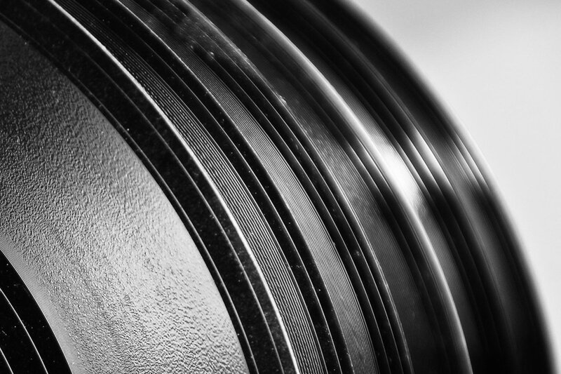Close-up of vinyl records