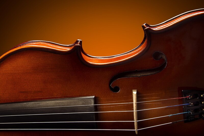 Close-up of Violin Body — Brown, Dramatic
