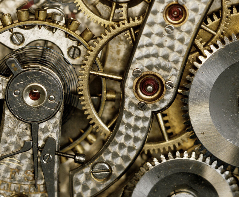 close-up of watch gears