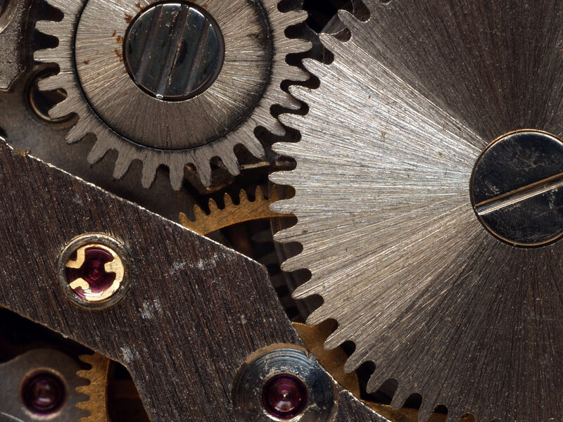 close-up of watch gears