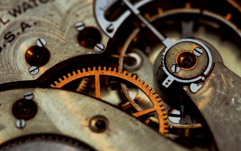 Close-up of watch gears