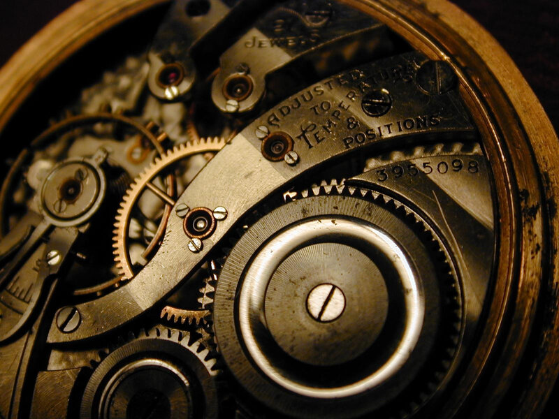 Close-up of Watch Gears — Brown, Dramatic