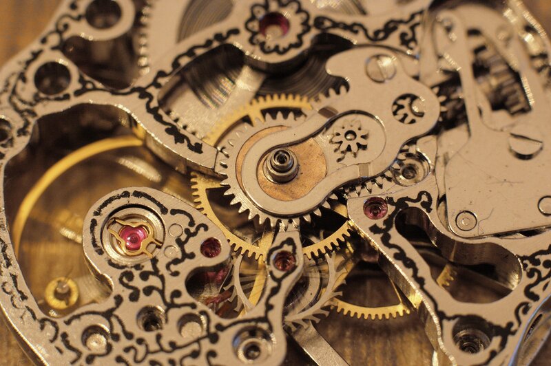 close-up of watch mechanism