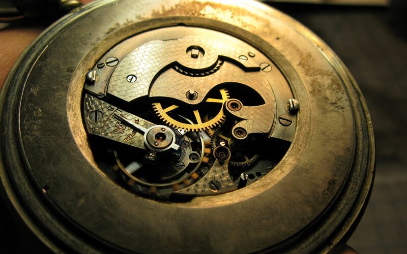 close-up of watch mechanism