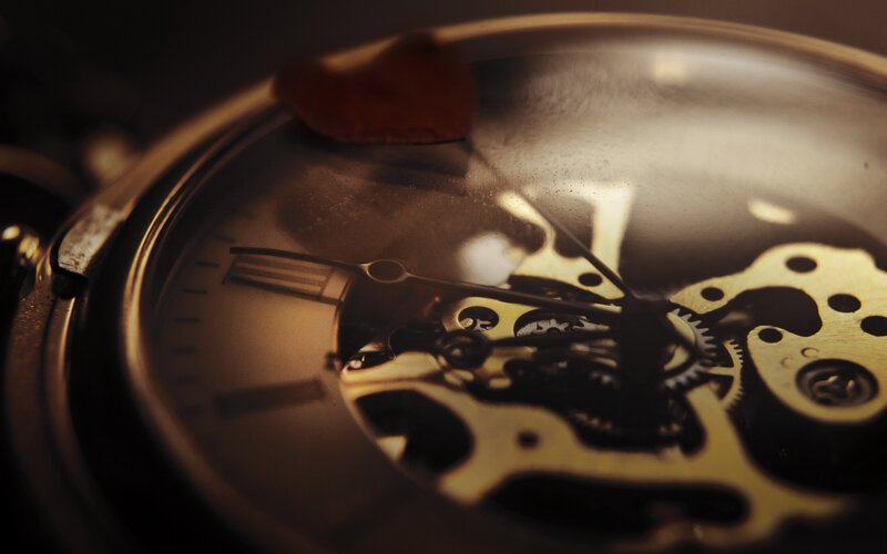 close-up of watch mechanism