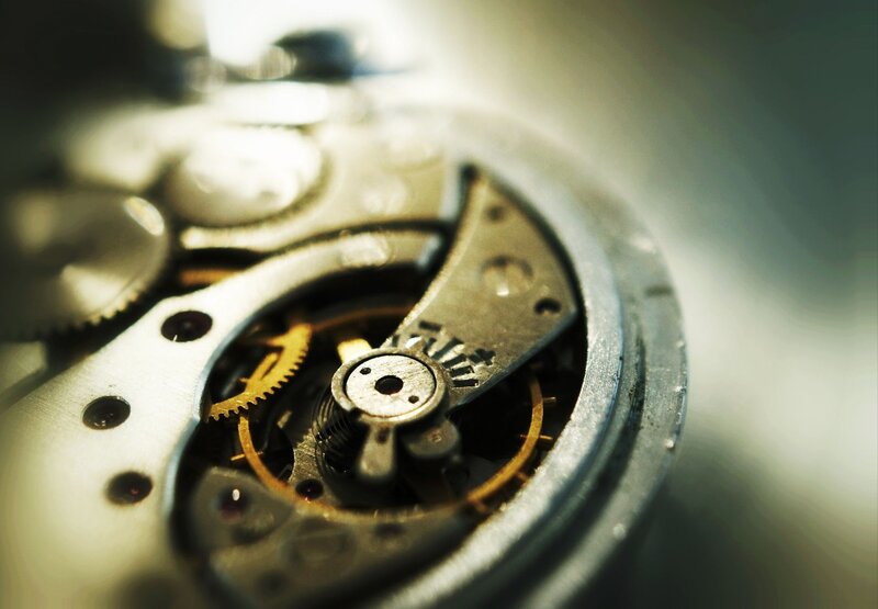 close-up of watch mechanism