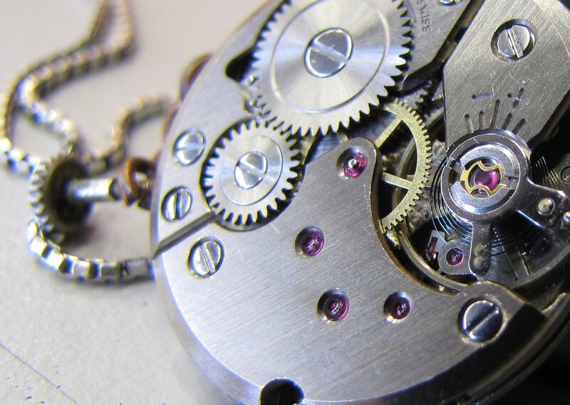 close-up of watch mechanism
