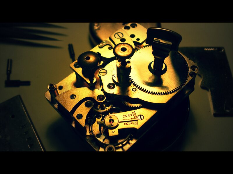 close-up of watch mechanism