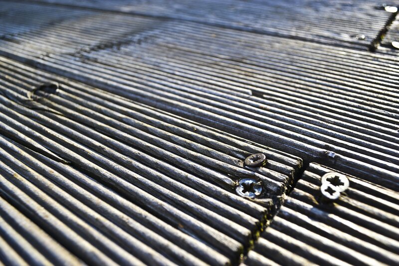 Close-up of weathered wooden deck