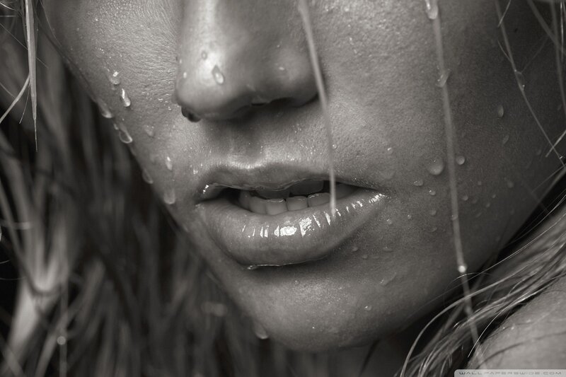 close-up of wet face