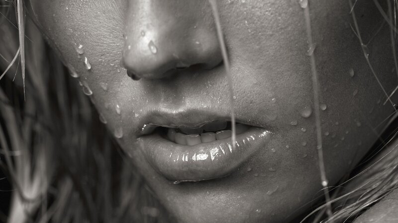 close-up of wet face