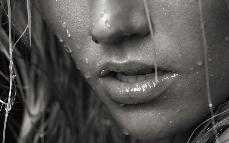 close-up of wet face