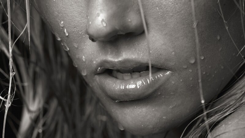 close-up of wet face