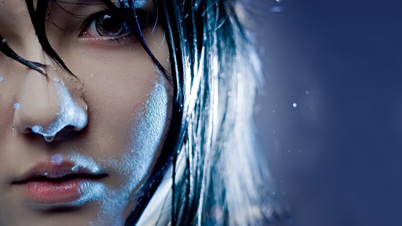 close-up of wet face