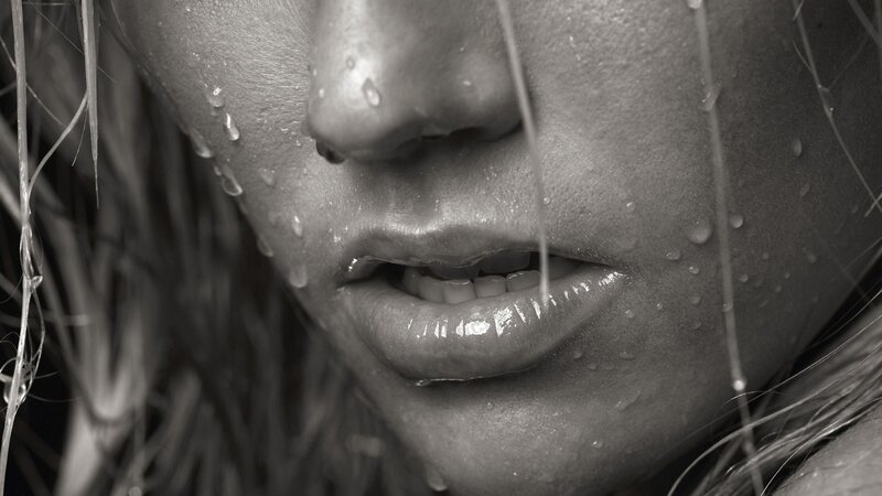 close-up of wet face
