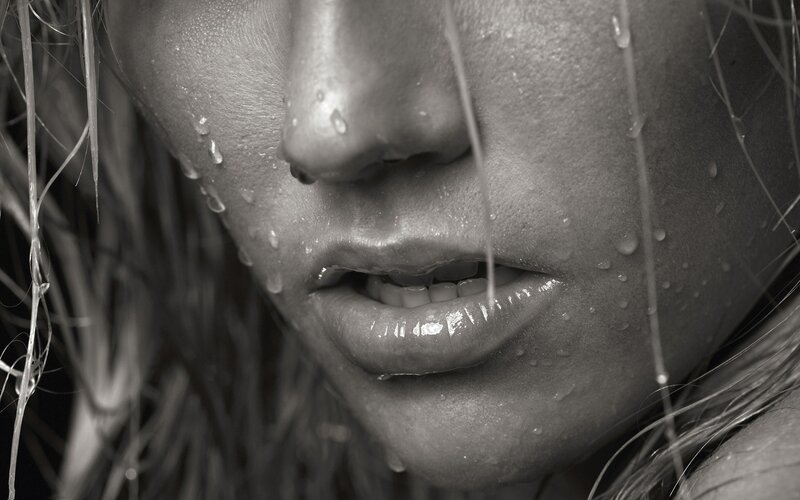 close-up of wet face