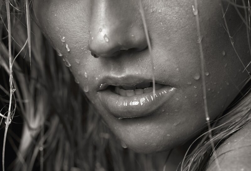 close-up of wet face