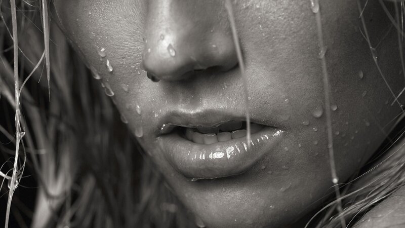 close-up of wet face