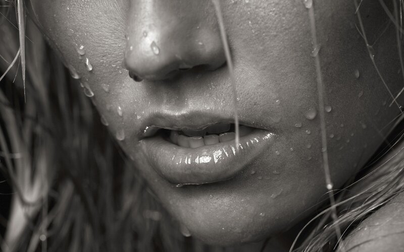 close-up of wet face