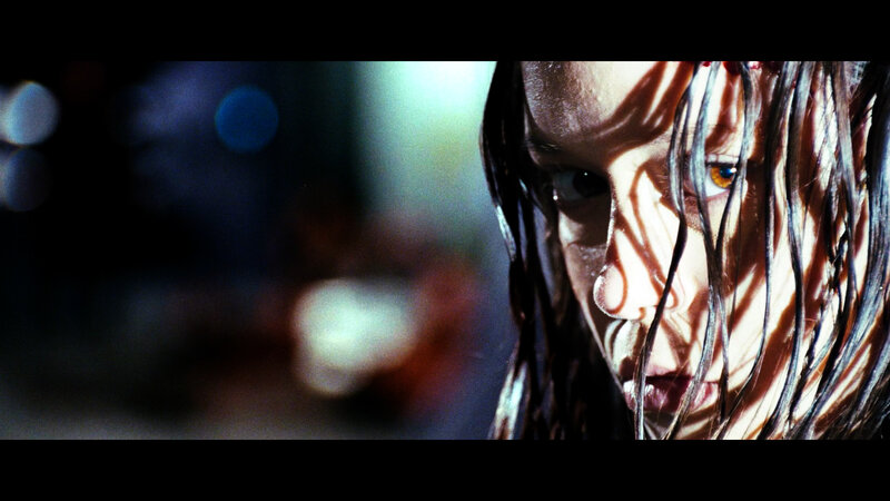 close-up of wet-haired person