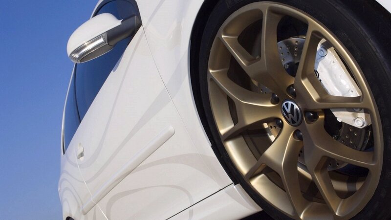 close-up of white car wheel