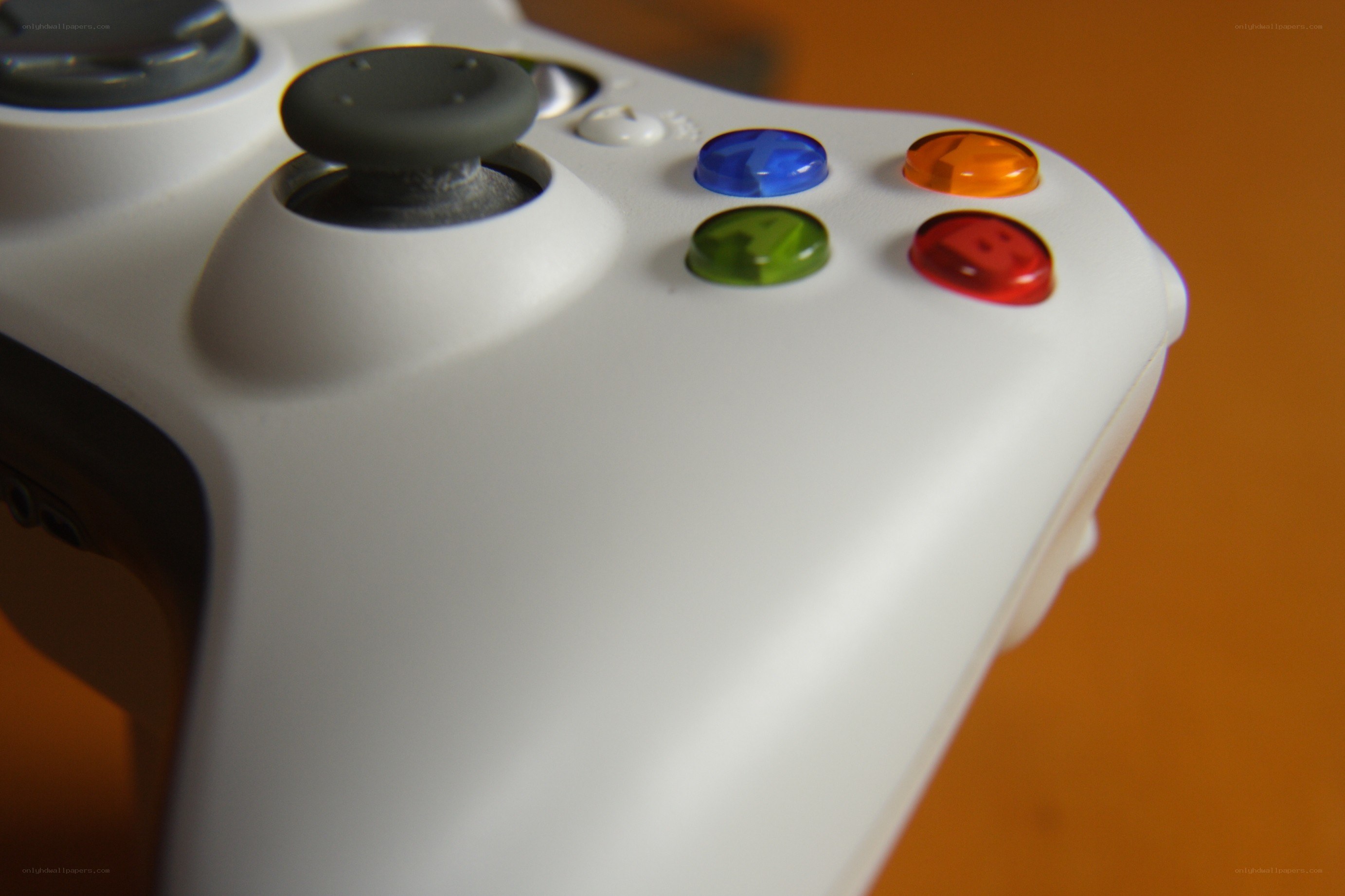 close-up of white game controller