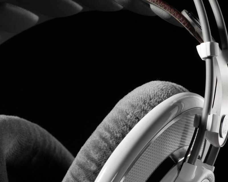 close-up of white headphones