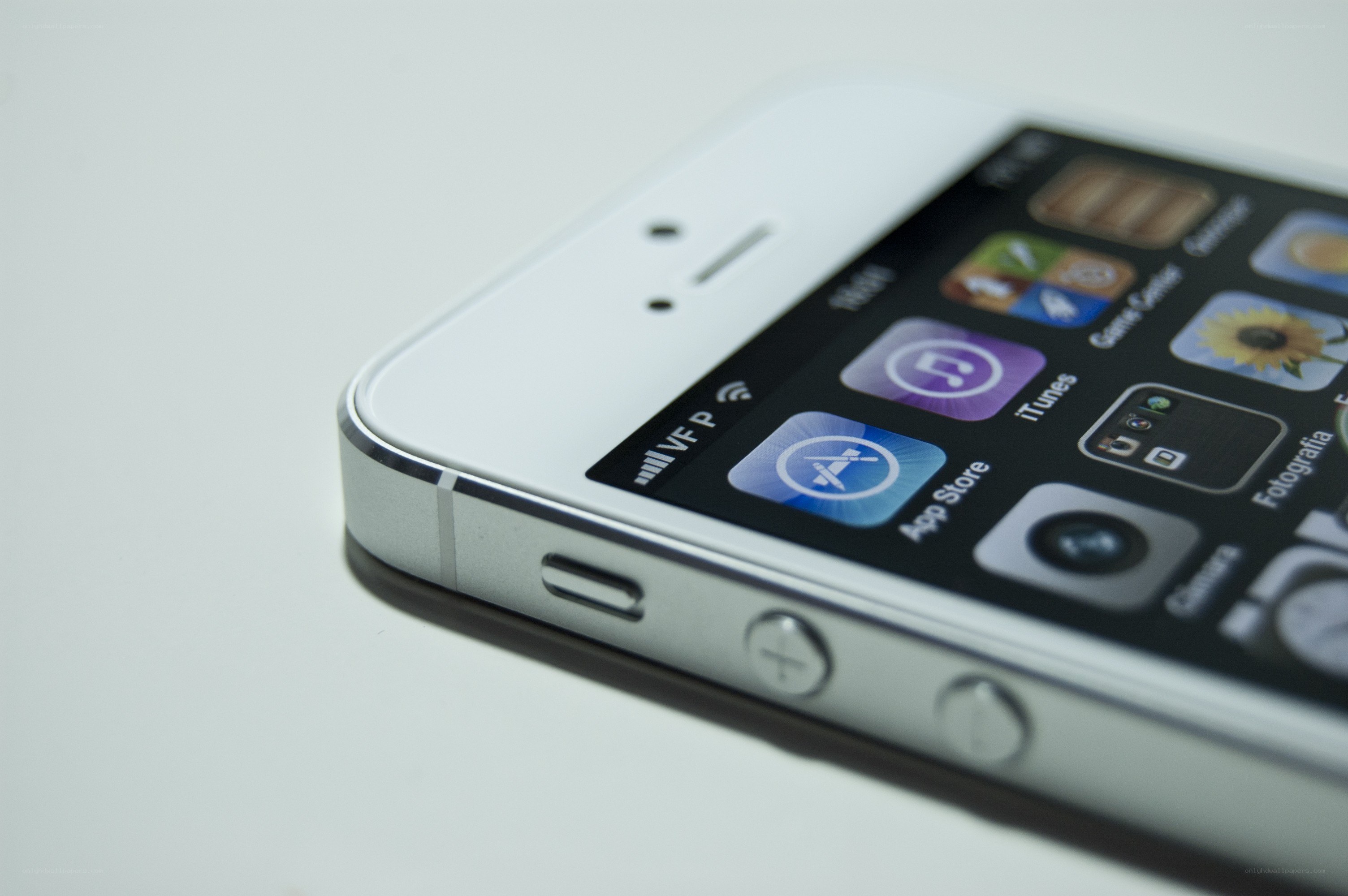 Close-up of white iPhone