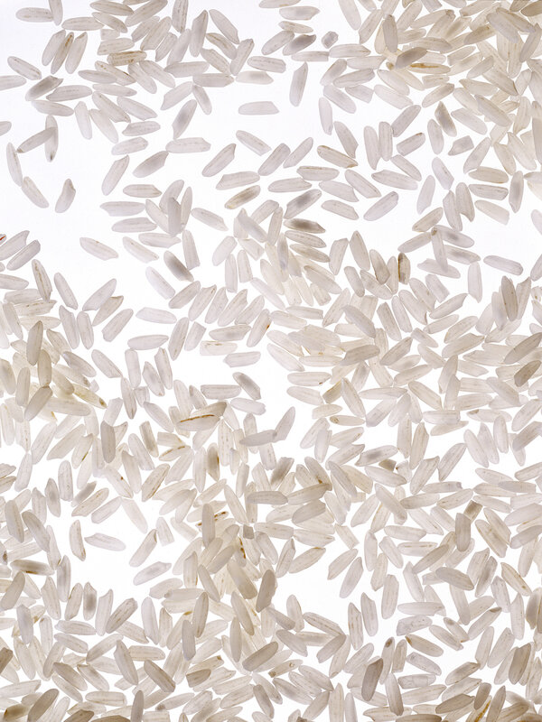 close-up of white rice grains
