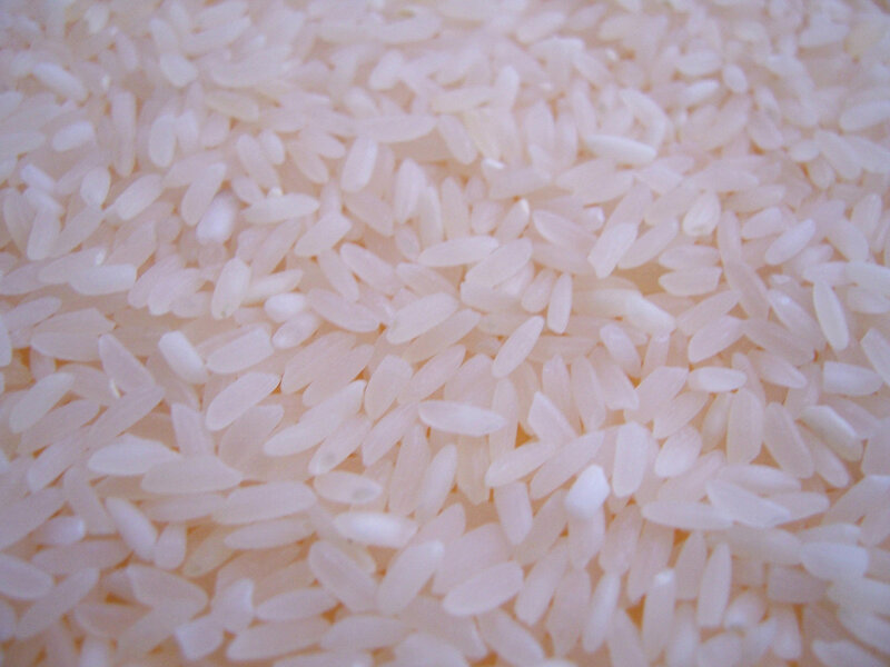 close-up of white rice grains
