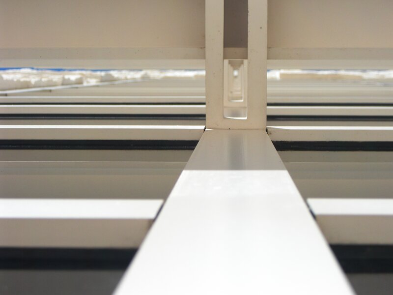 close-up of white slats