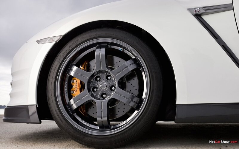 close-up of white sports car wheel