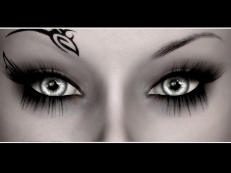 Close-up of Woman's Eyes — Black, Dramatic, Digital Art