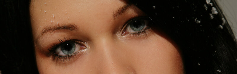 Close-up of Woman's Eyes — Black, Dramatic, Winter