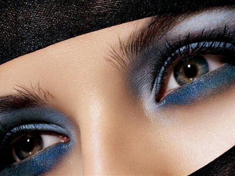 Close-up of Woman's Eyes — Blue, Dramatic, Photograph, Eyeshadow, Brows