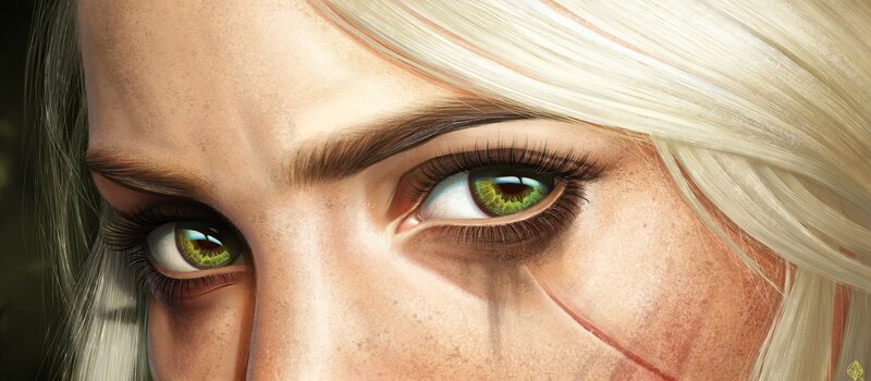 Close-up of Woman's Eyes — Green, Dramatic, Digital Art