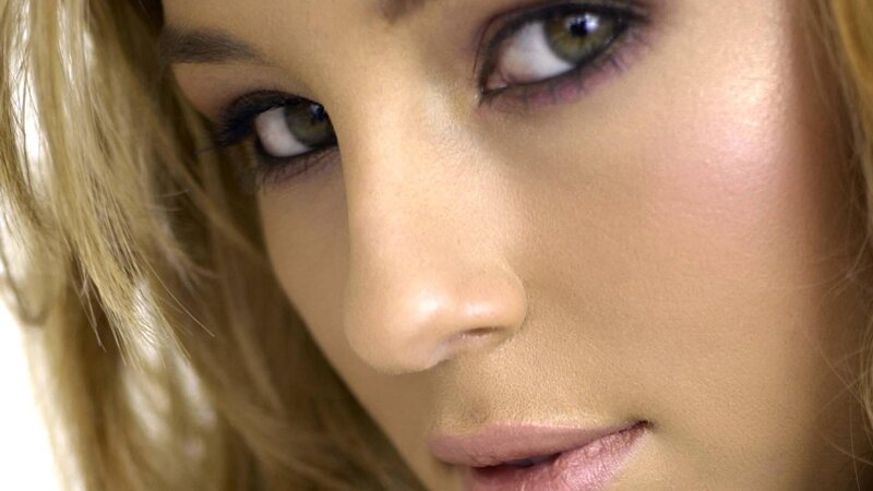 Close-up of Woman's Face — Beige, Intense