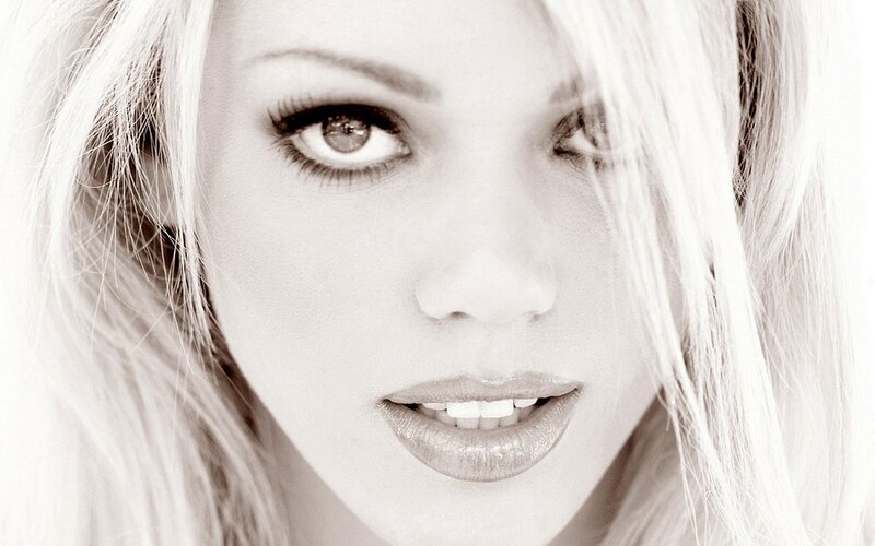 Close-up of Woman's Face — Black, Dramatic, Photograph, Eyes, Hair