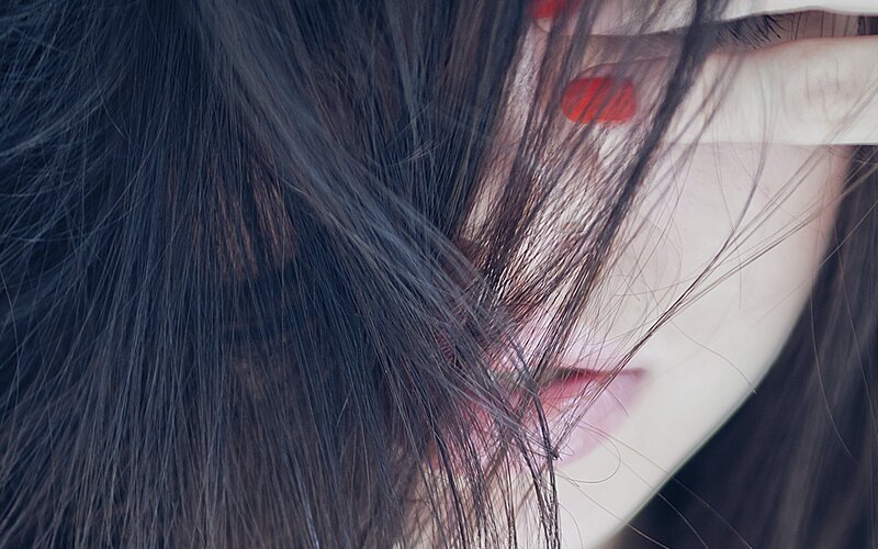 Close-up of Woman's Face — Black, Intimate