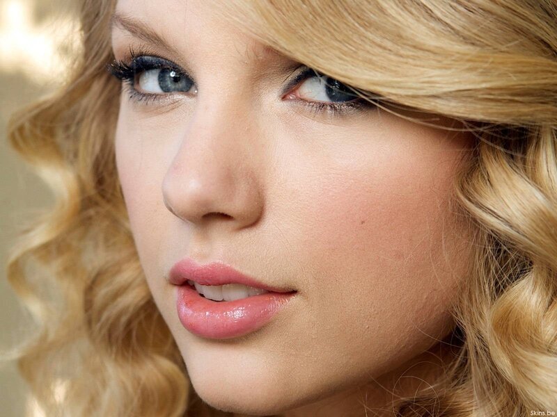 Close-up of Woman's Face — Blonde, Neutral, Photograph, Blonde Hair, Blue Eyes, Makeup, Pink