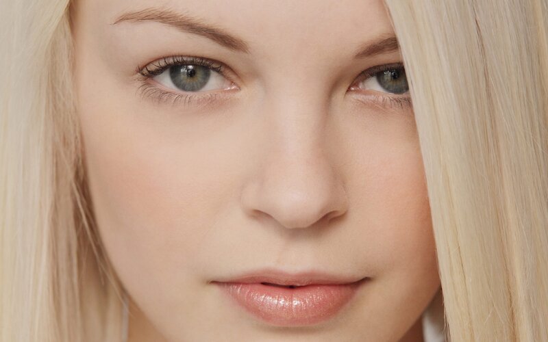 Close-up of Woman's Face — Blonde, Neutral, Photograph, Eyes, Blonde Hair, Lips